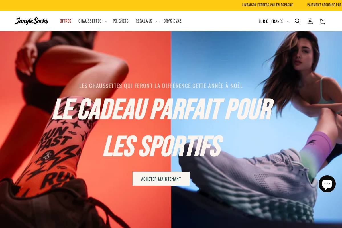 JungleSocks - Les chaussettes de sport les plus amusantes - Livraison 24H
American ExpressApple PayBancontactGoogle PayiDEAL WeroMaestroMastercardPayPalShop PayUnion PayVisaAmerican ExpressApple PayBancontactGoogle PayiDEAL WeroMaestroMastercardPayPalShop PayUnion PayVisa homepage screenshot