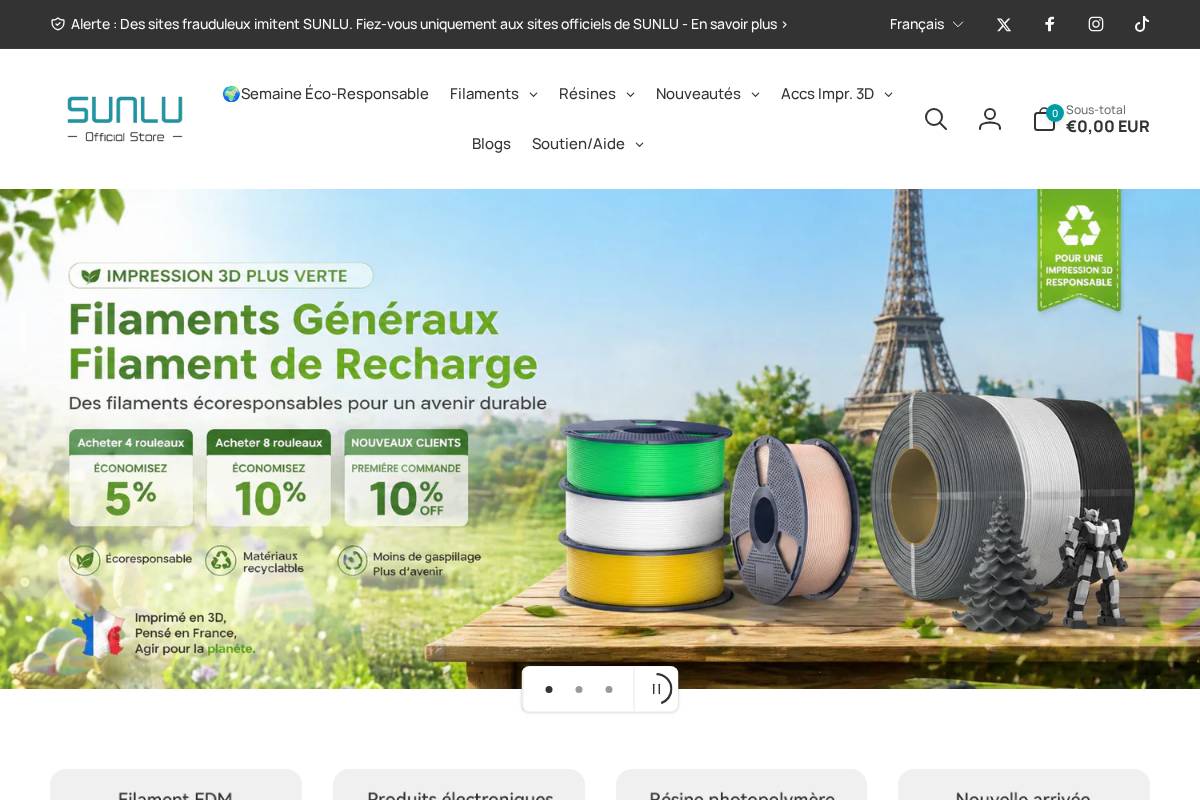 Fr Store Sunlu homepage screenshot