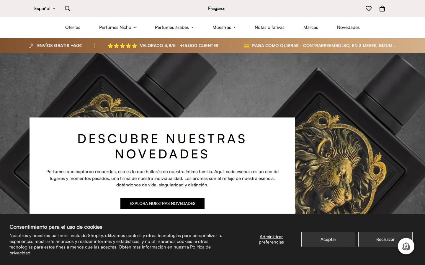 fraganzi.com homepage screenshot