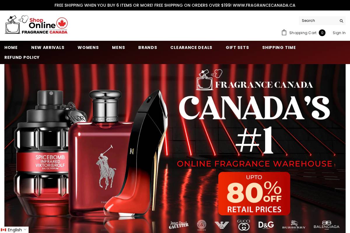 Fragrance Canada homepage screenshot