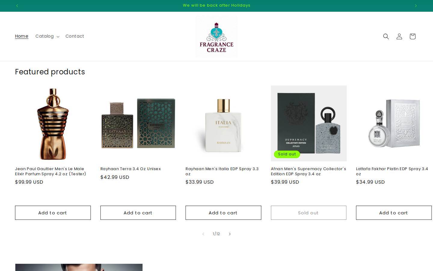 fragrancecraze.com homepage screenshot