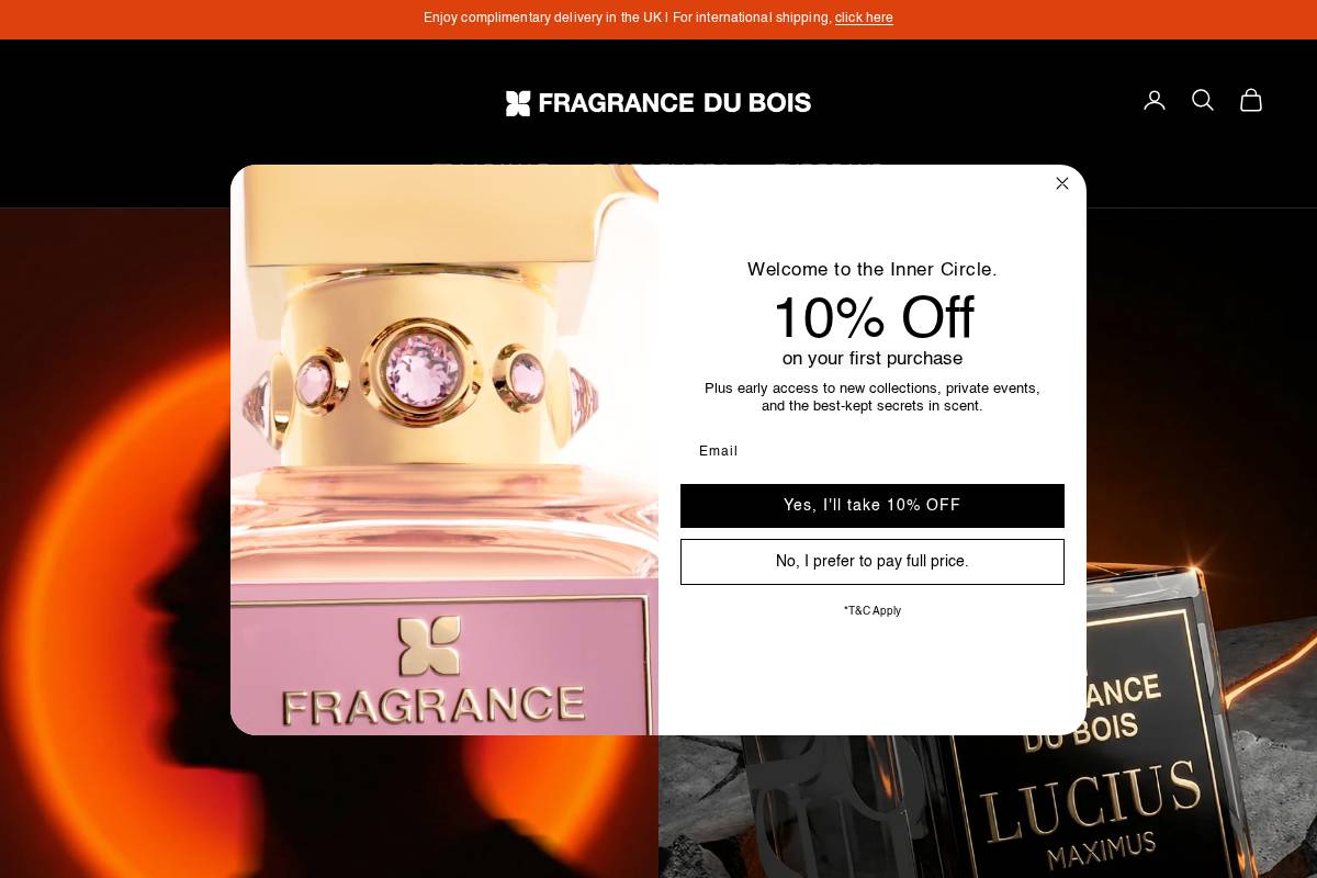 fragrancedubois.com homepage screenshot