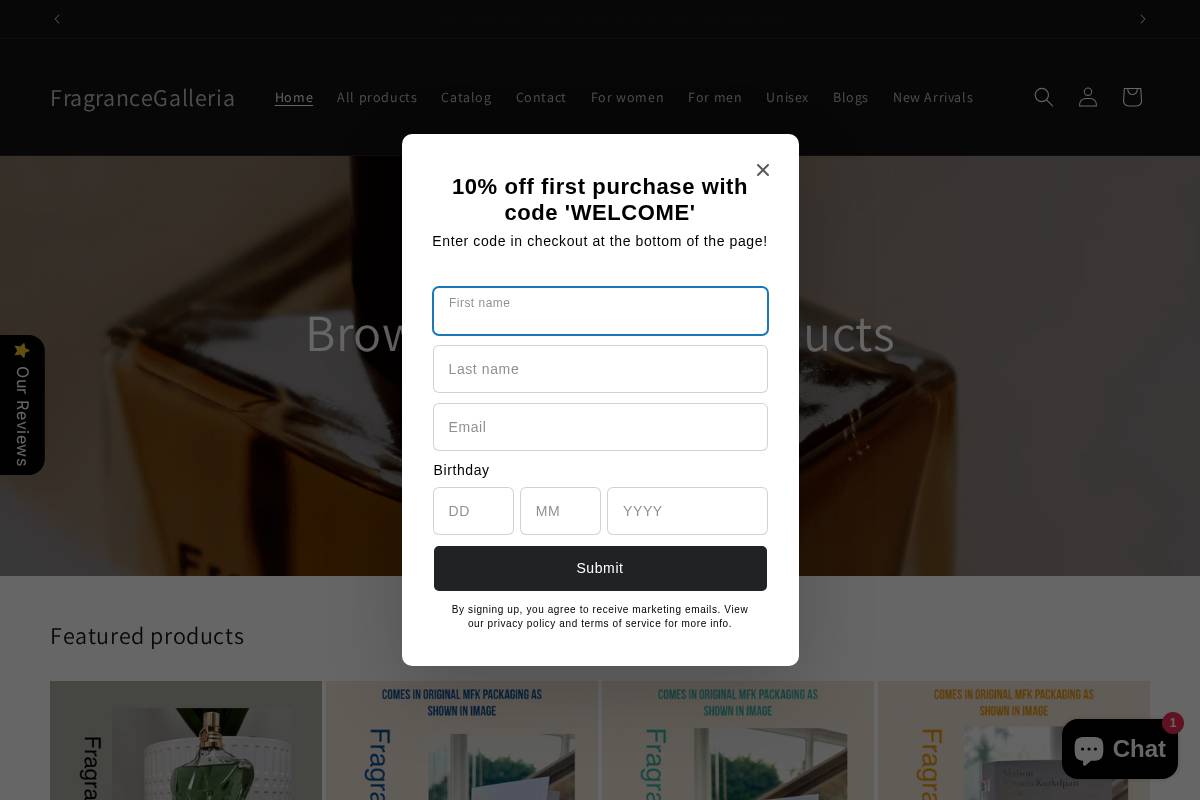 fragrancegalleria.org homepage screenshot