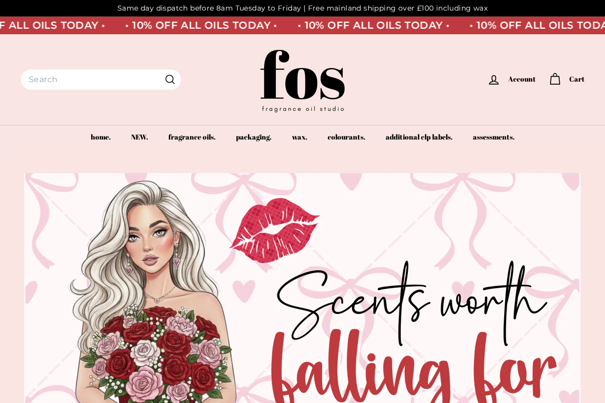 Fragrance Oil Studio homepage screenshot