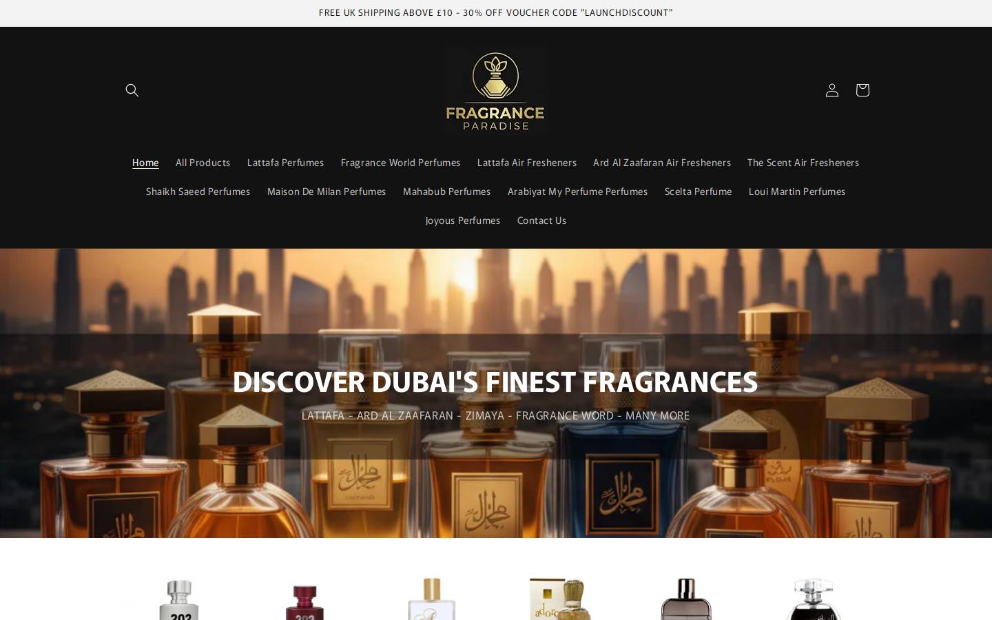 fragranceparadise.co.uk homepage screenshot