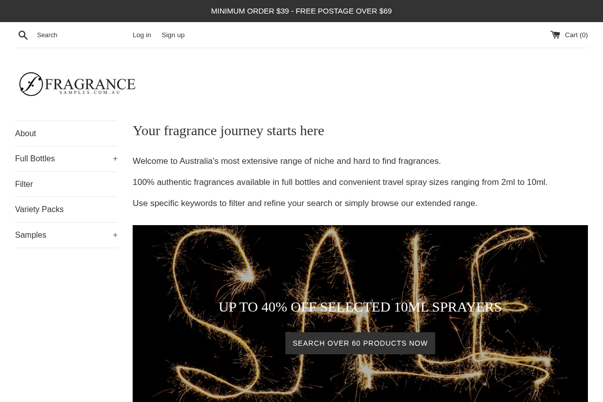 Fragrancesamples homepage screenshot