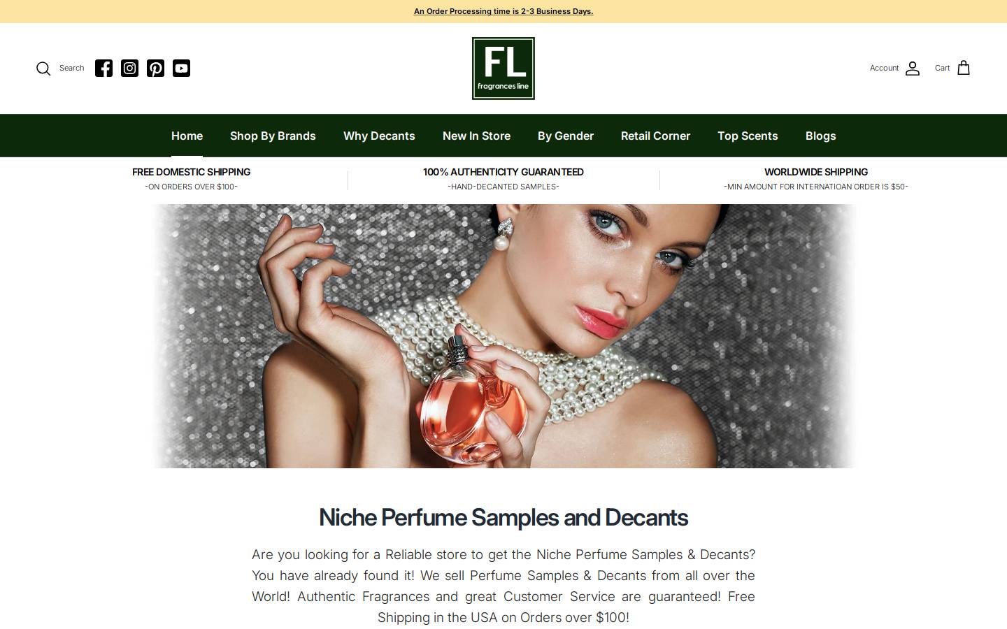 Fragrancesline homepage screenshot