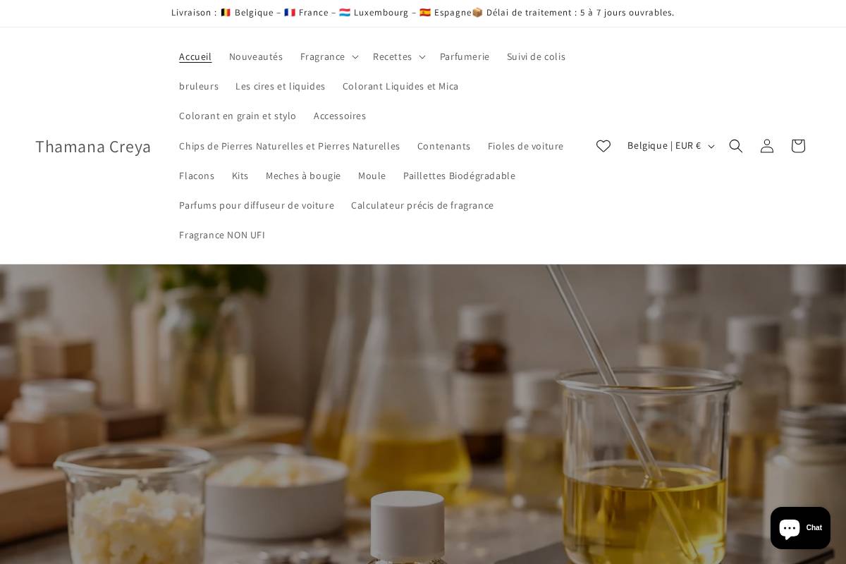 fragrancesthamanacreya.be homepage screenshot