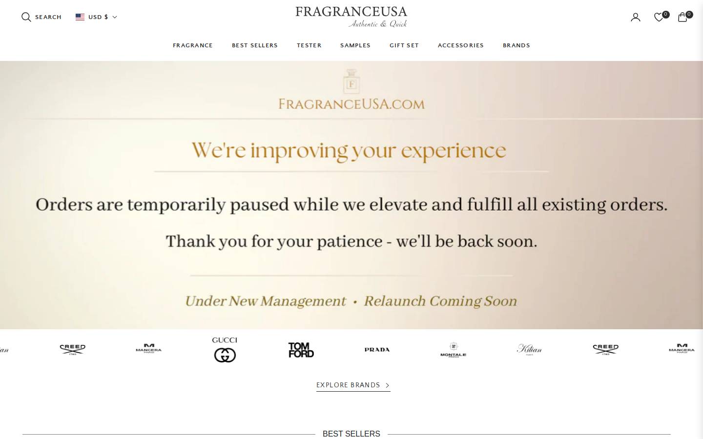 Fragranceusa homepage screenshot