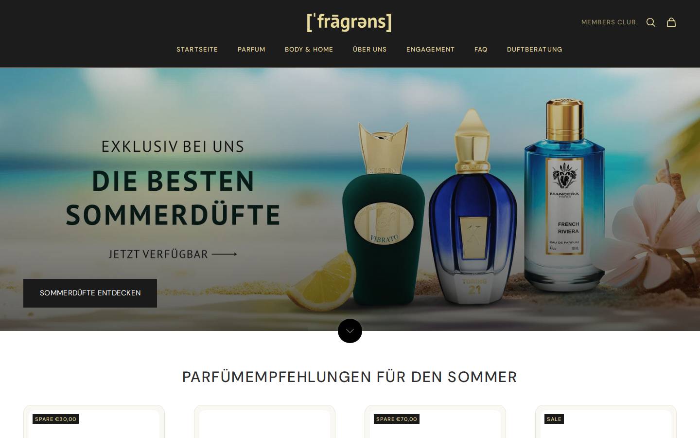 Fragrens homepage screenshot