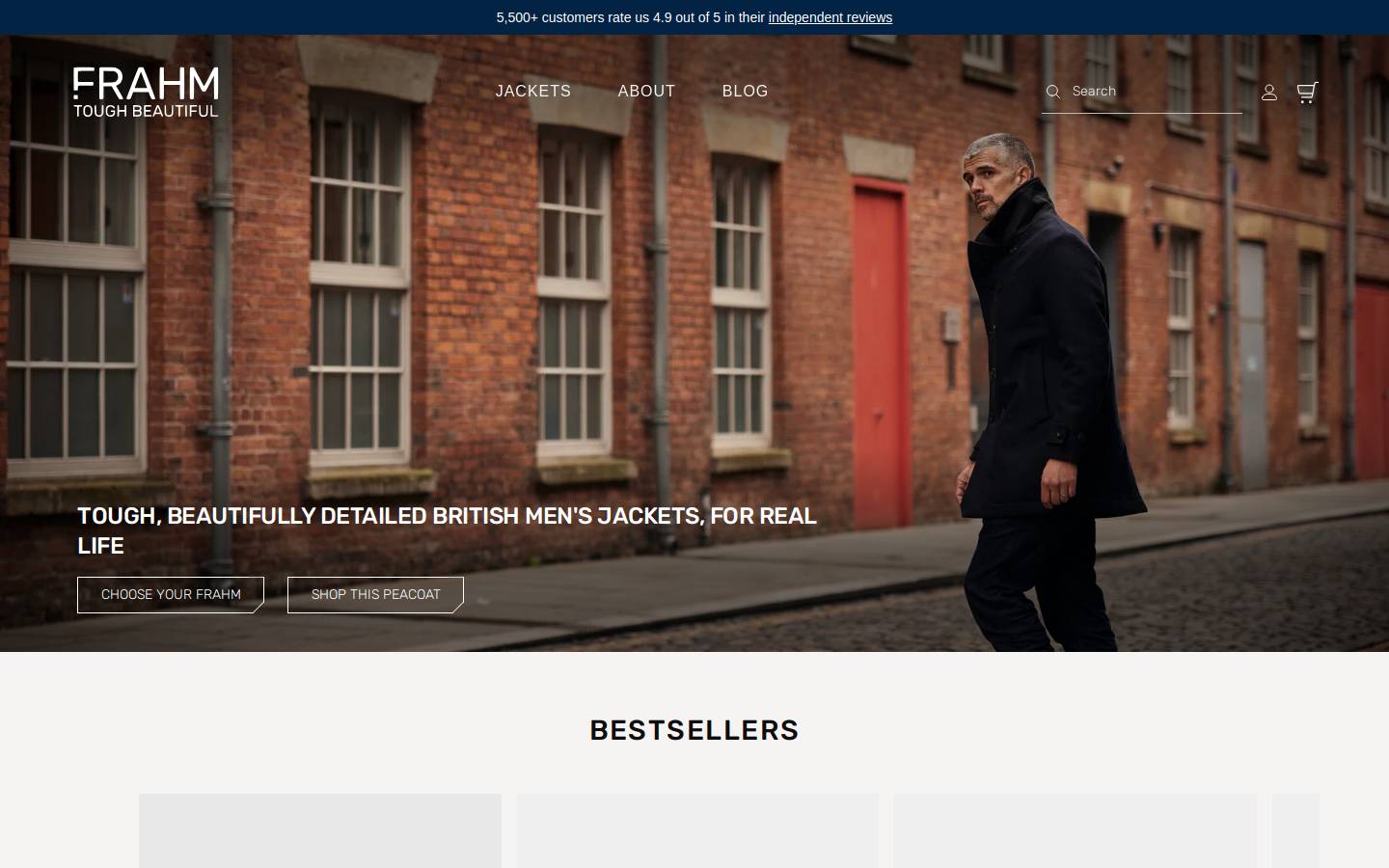FRAHM Jacket homepage screenshot