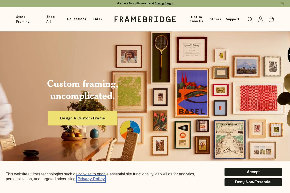 Framebridge homepage screenshot