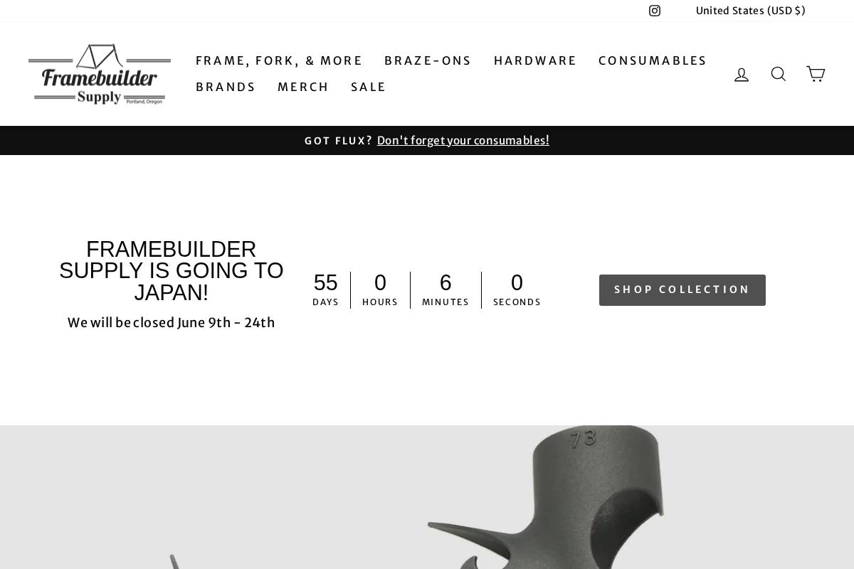 framebuildersupply.com homepage screenshot