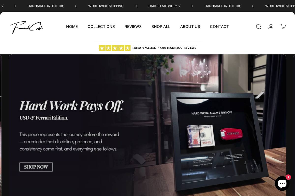 Framedcash homepage screenshot