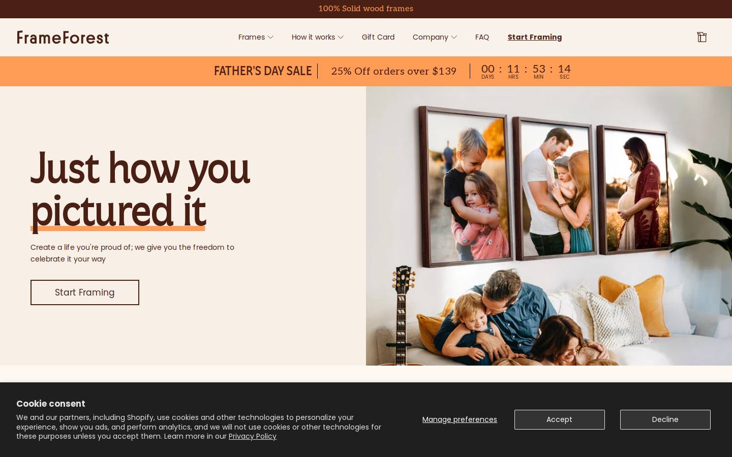 Frameforest homepage screenshot