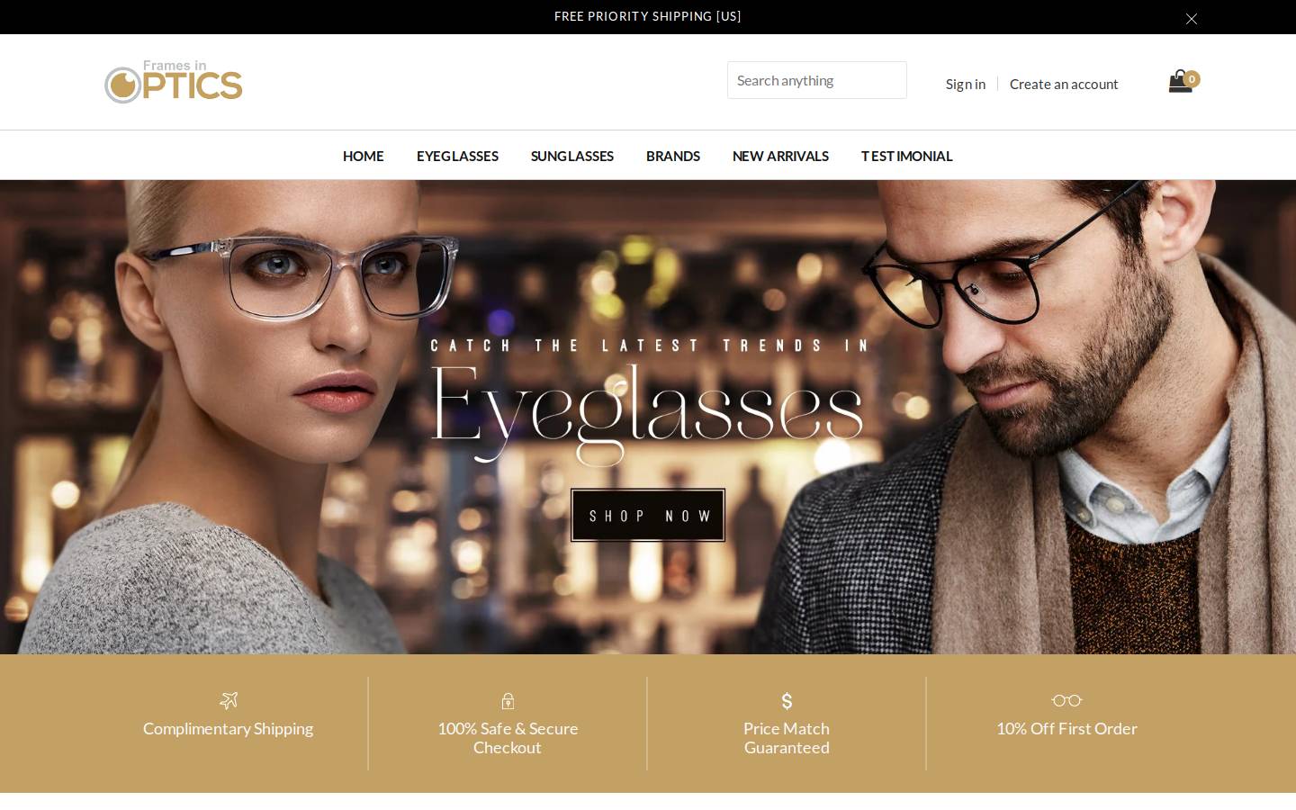 Framesinoptics homepage screenshot