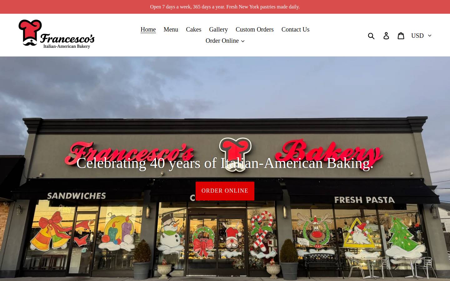 francescosbakery.com homepage screenshot