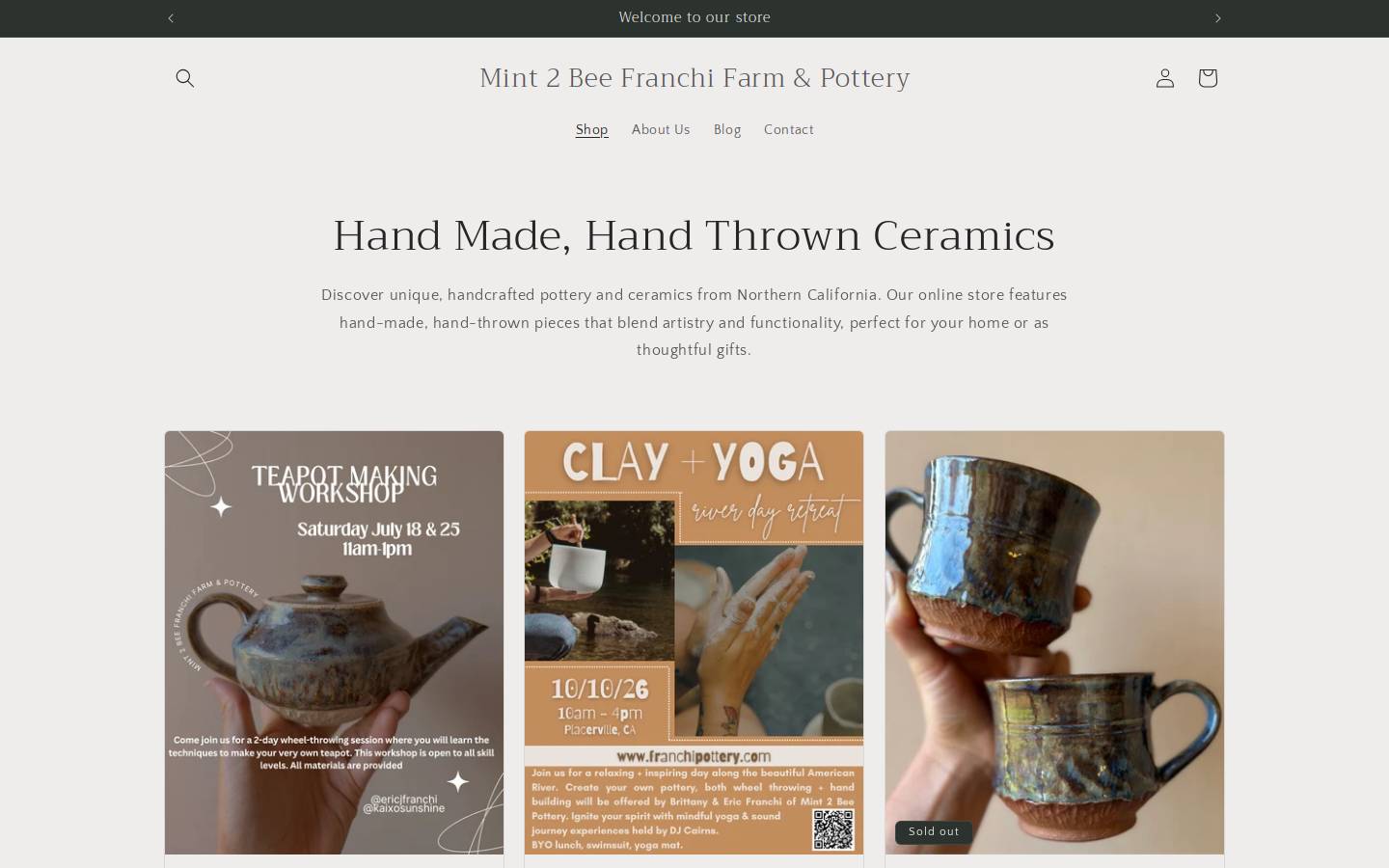 franchipottery.com homepage screenshot