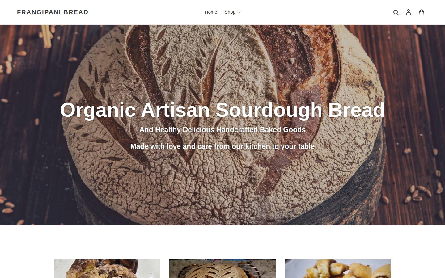 frangipanibread.com homepage screenshot