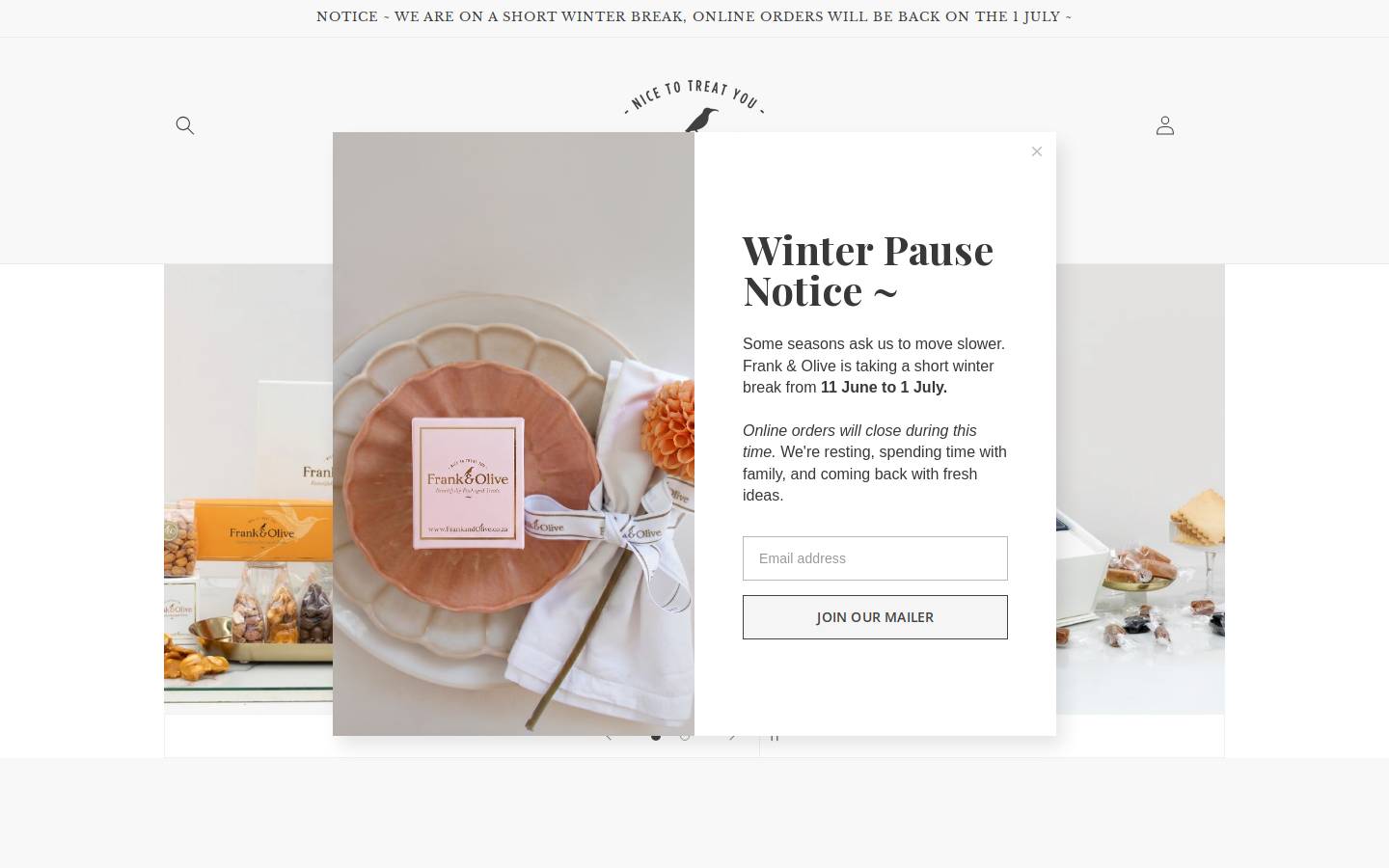 frankandolive.co.za homepage screenshot
