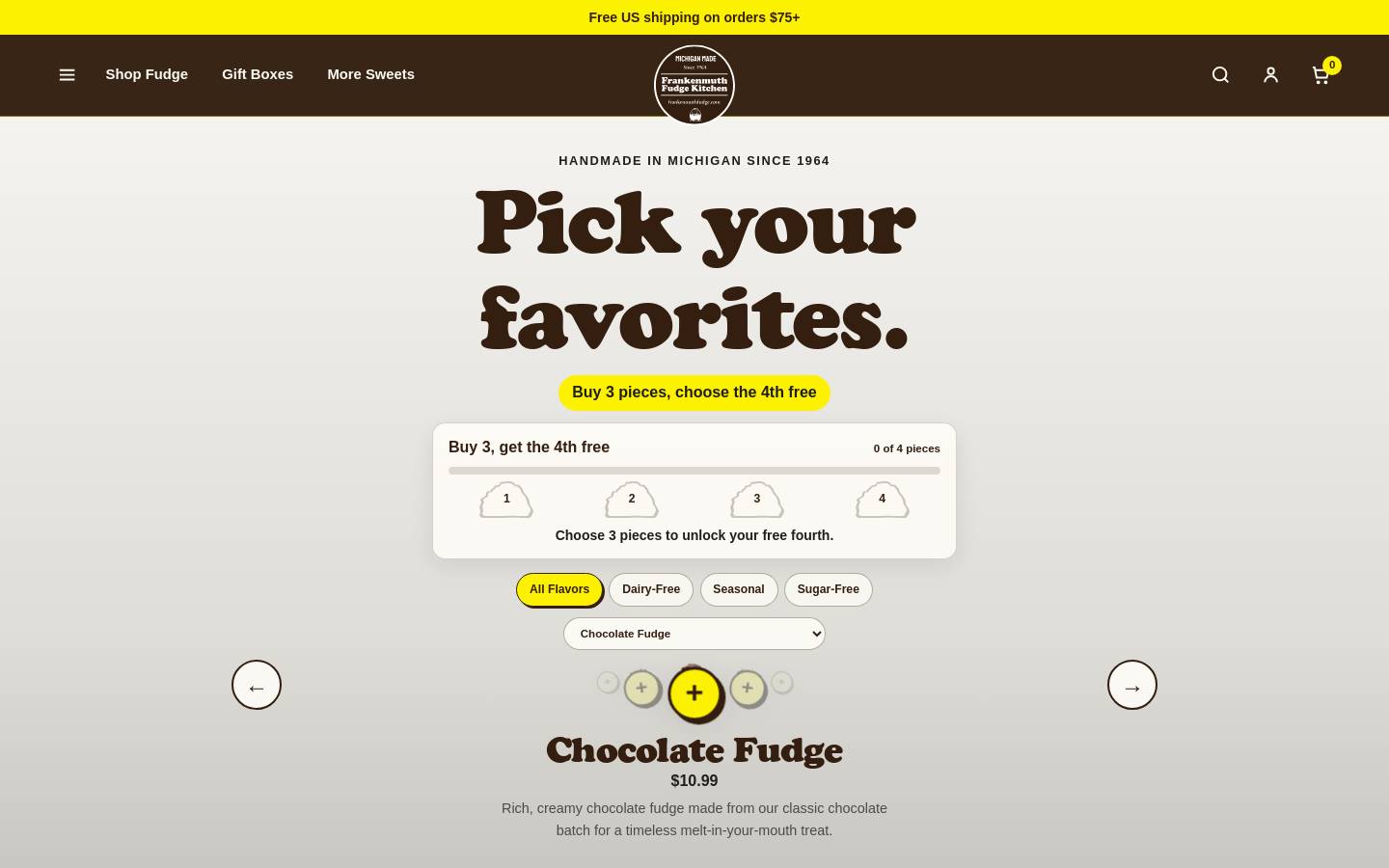 Frankenmuthfudge homepage screenshot