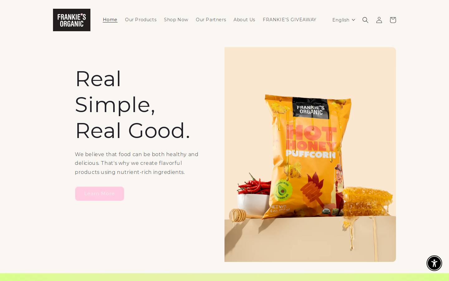 frankiessnacks.com homepage screenshot