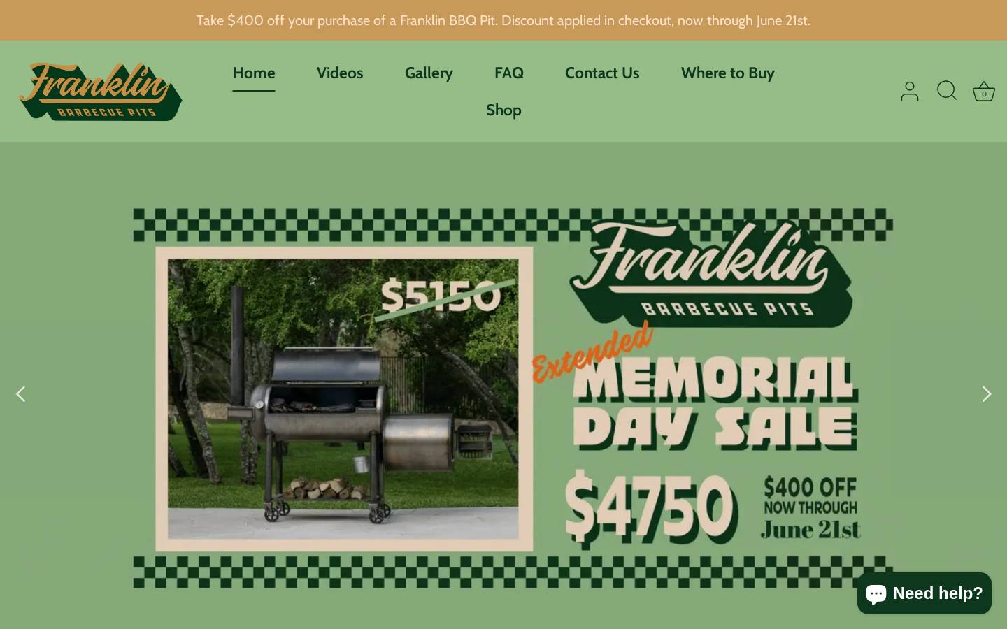 franklinbbqpits.com homepage screenshot
