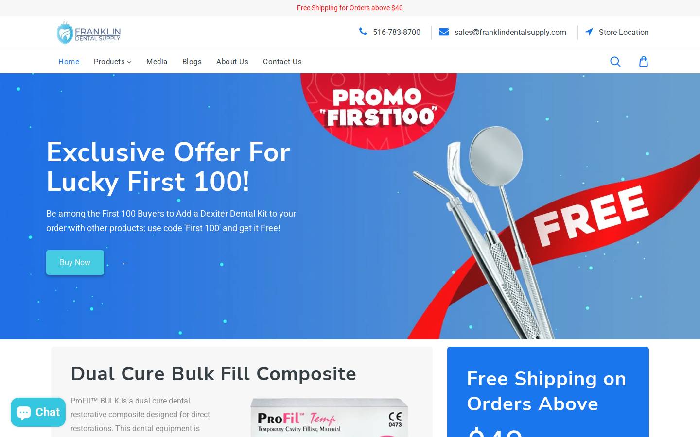 franklindentalsupply.com homepage screenshot