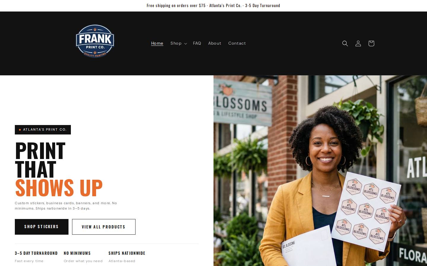 frankprintco.com homepage screenshot