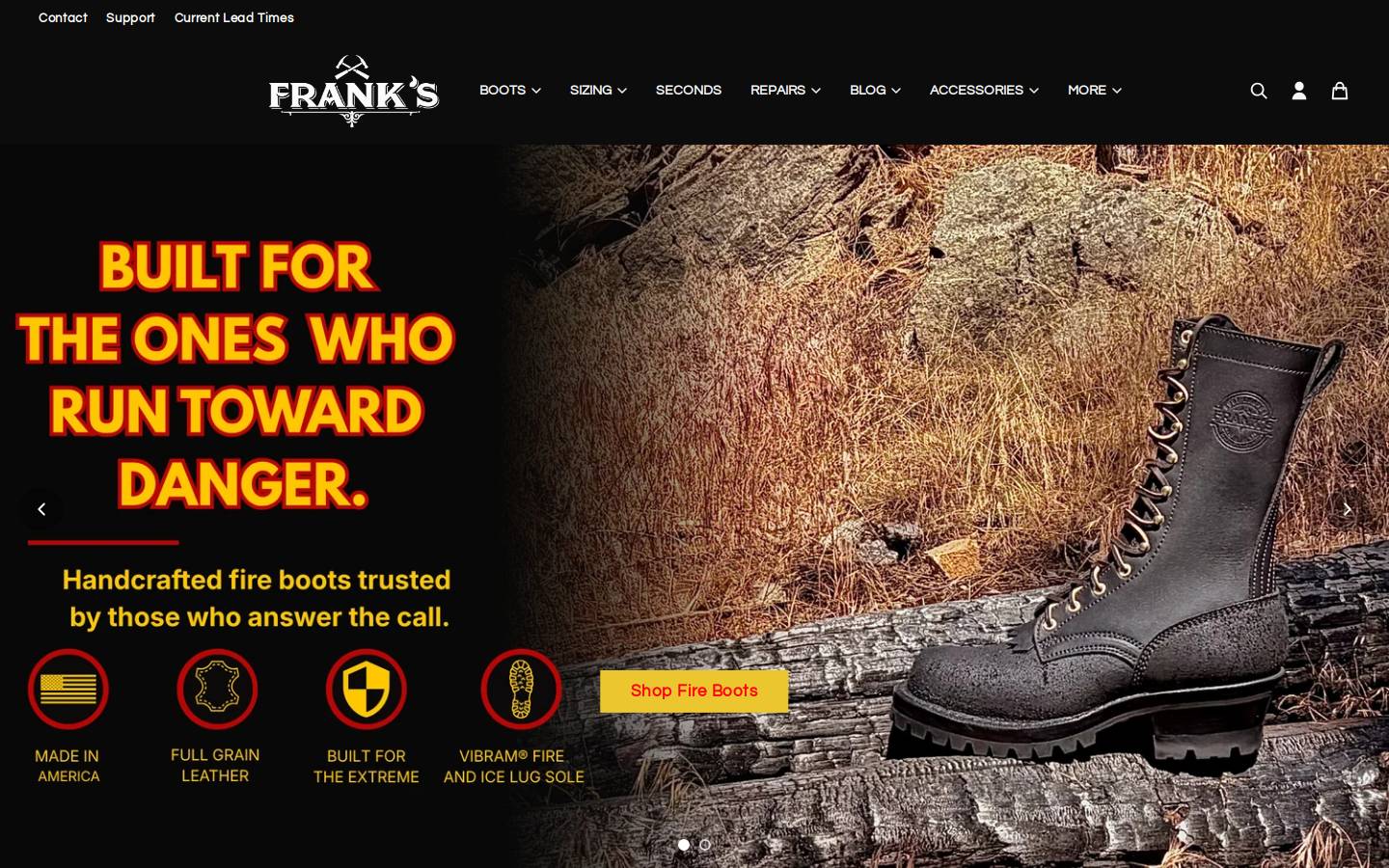 franksboots.com homepage screenshot