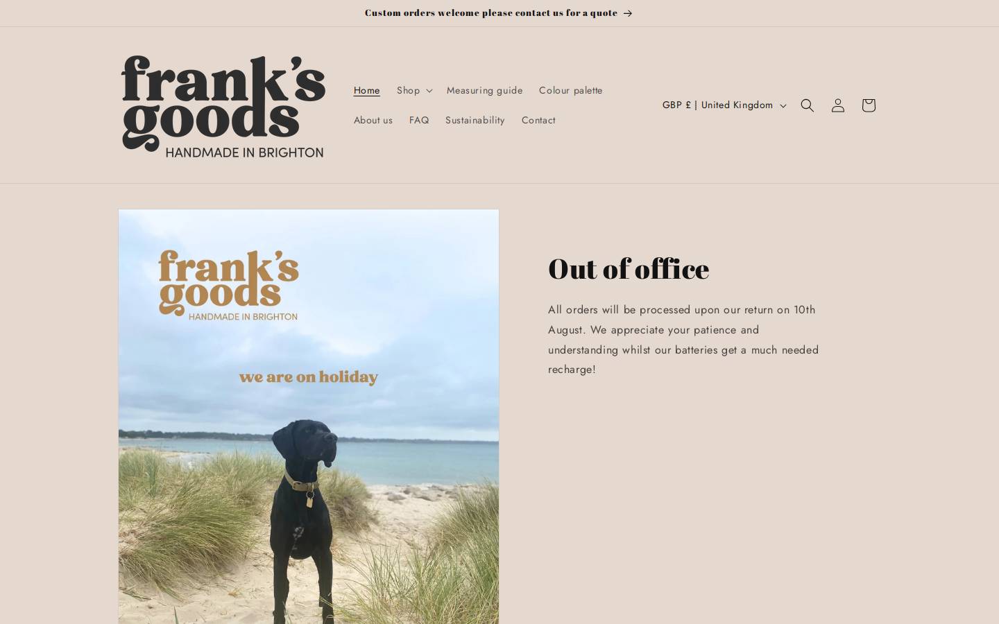franksgoods.com homepage screenshot