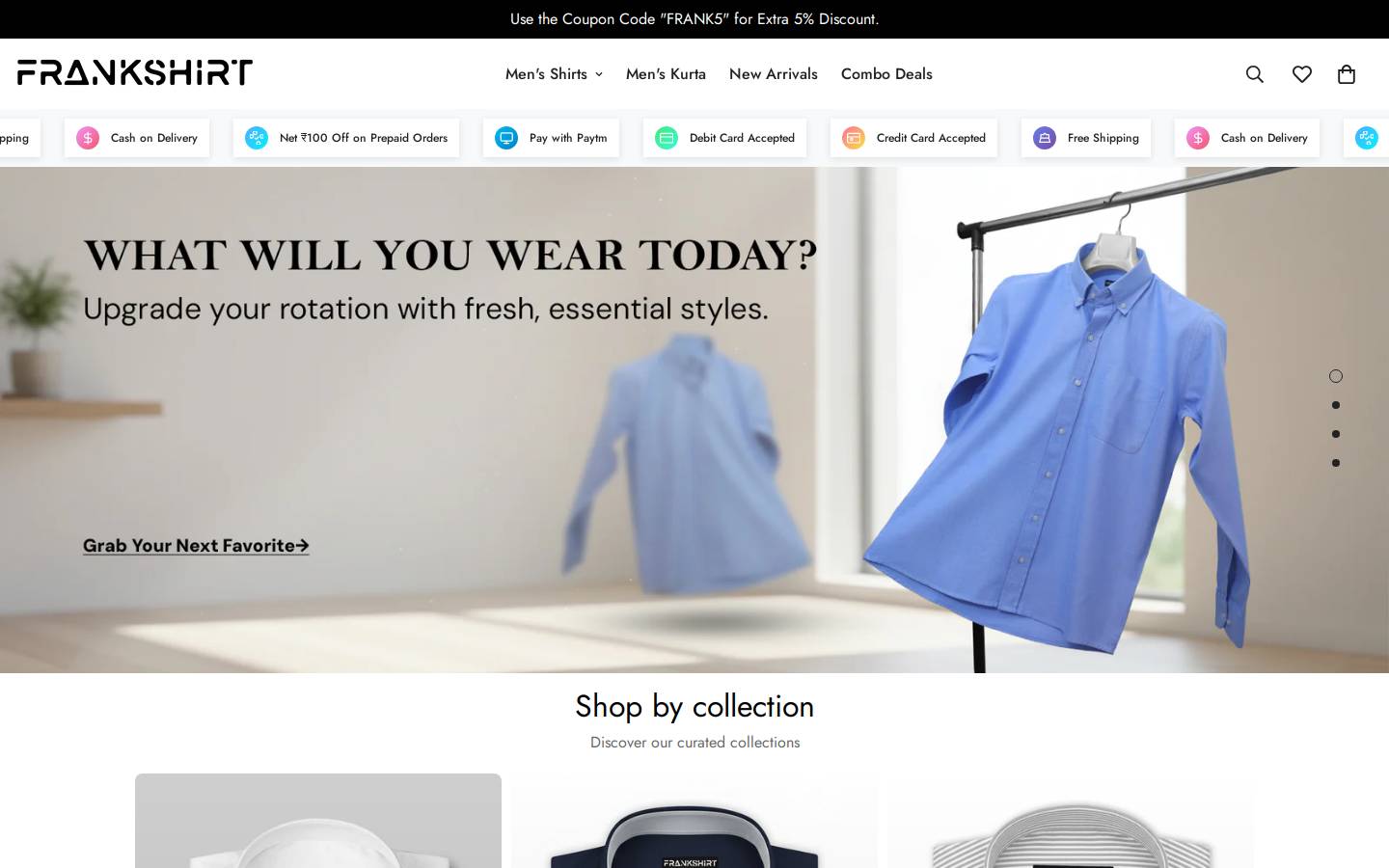 frankshirt.in homepage screenshot