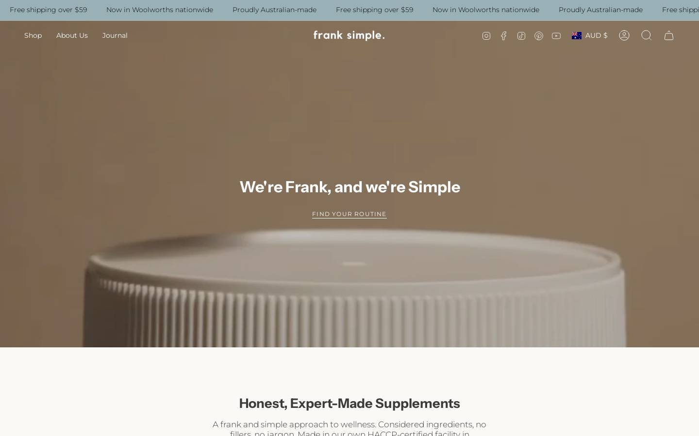 franksimple.com.au homepage screenshot