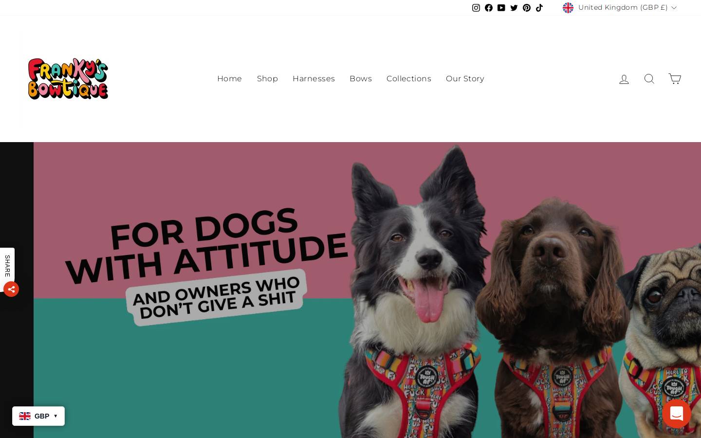 Frankysbowtique homepage screenshot