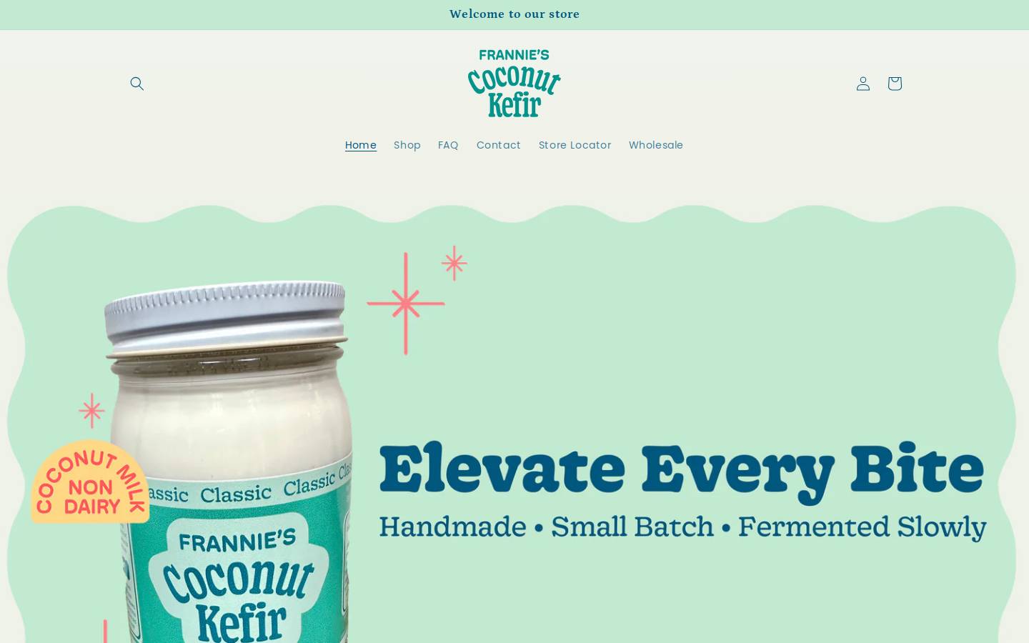 franniescoconutkefir.com homepage screenshot
