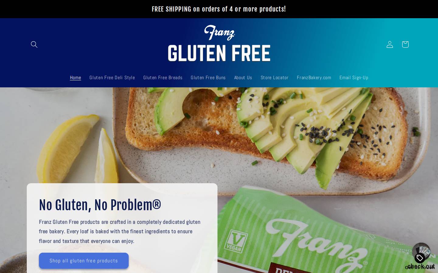 franzglutenfree.com homepage screenshot