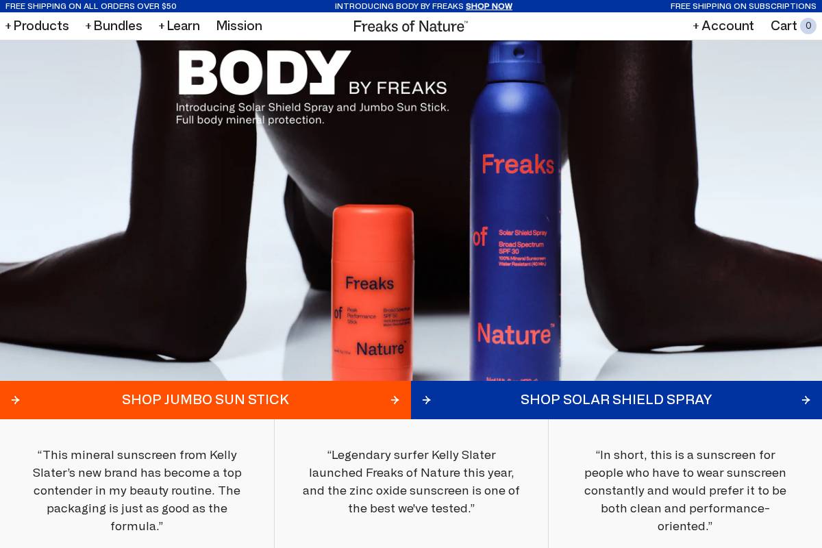 Freaksofnature homepage screenshot