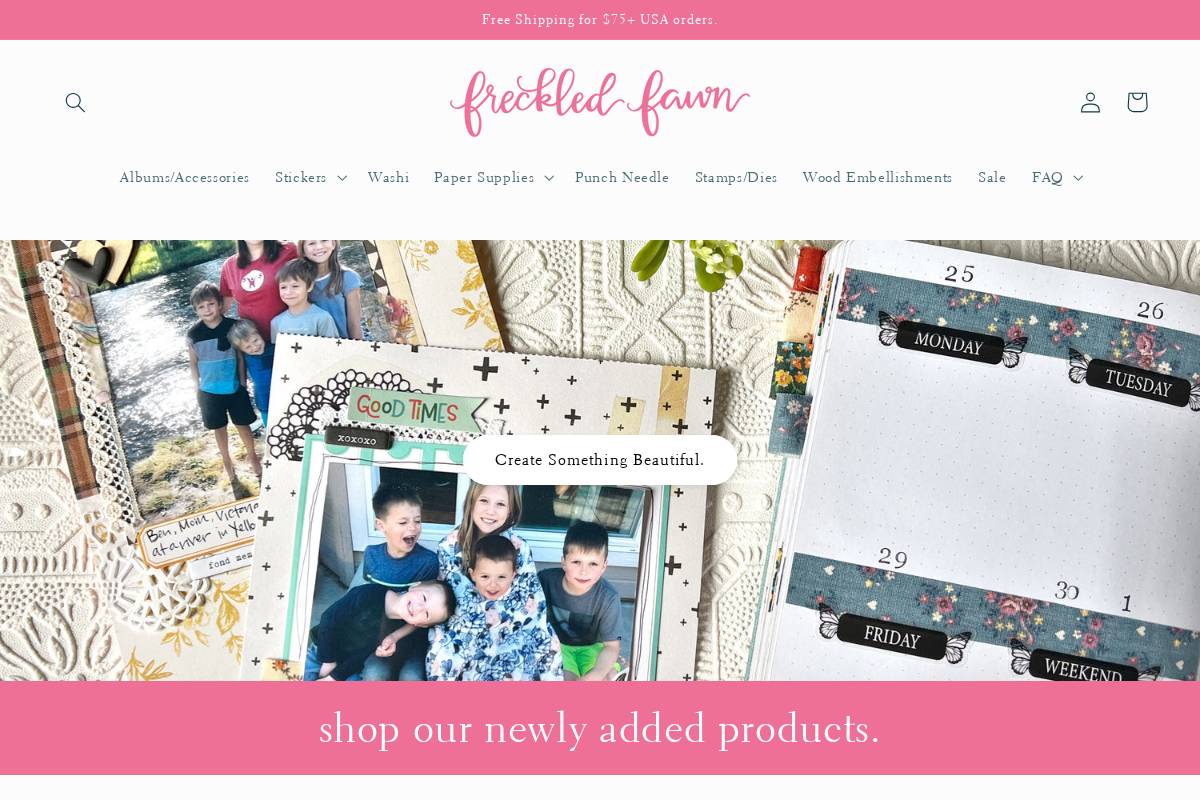 freckledfawn.com homepage screenshot