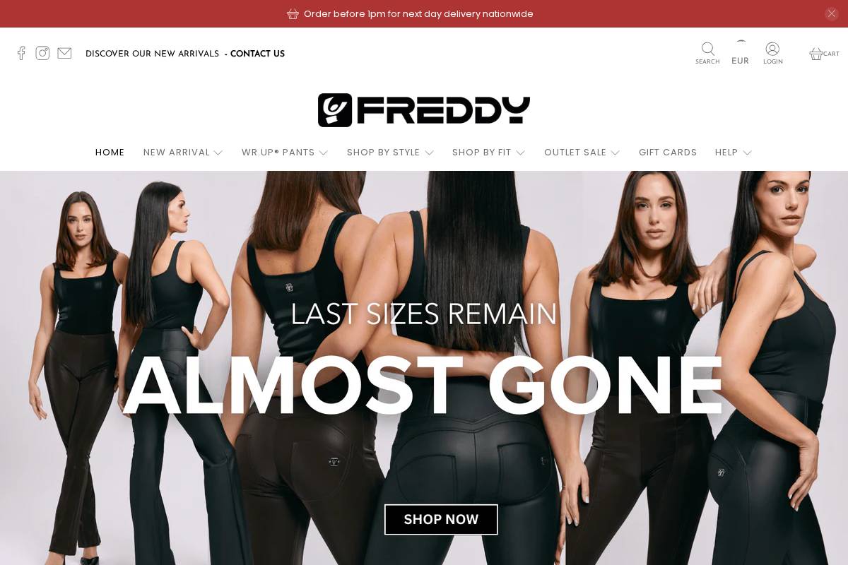 Freddy UK & Ireland homepage screenshot