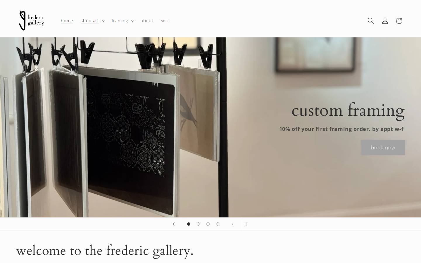 fredericgallery.com homepage screenshot