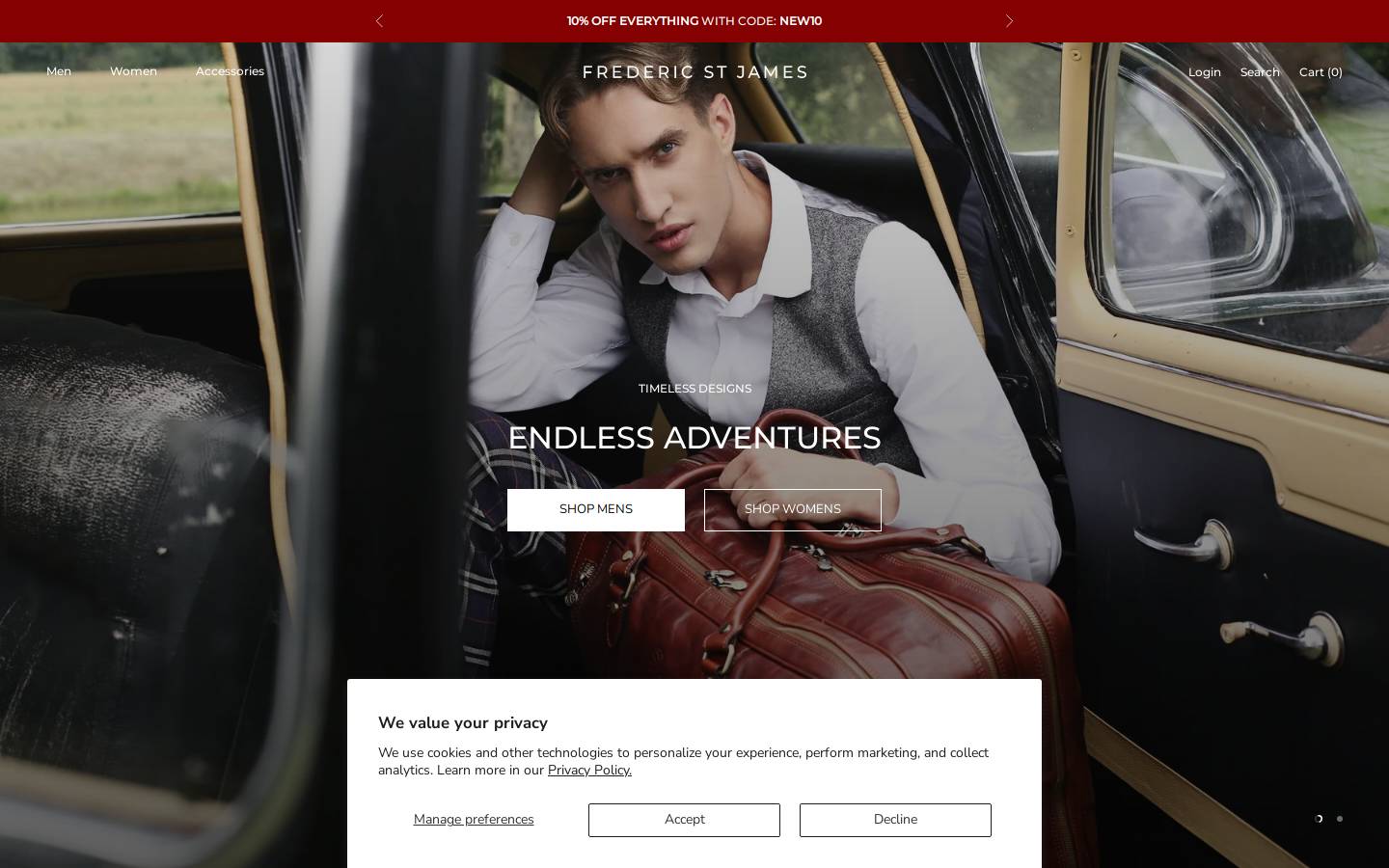 Frederic St James  homepage screenshot