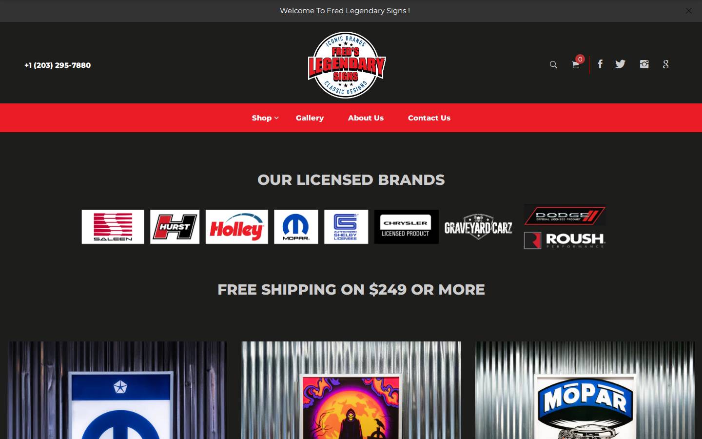 fredslegendarysigns.com homepage screenshot