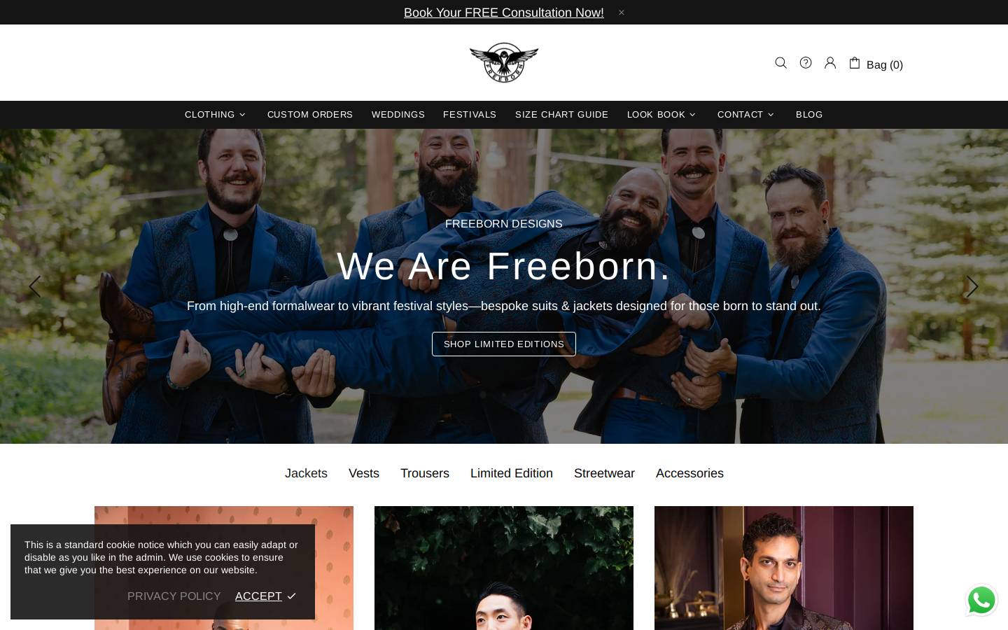 freebornweddings.com homepage screenshot