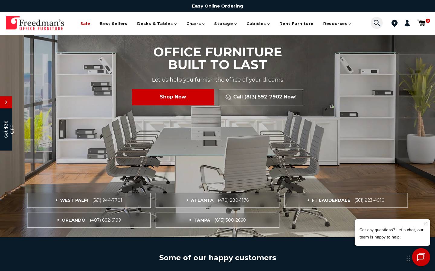 Freedmans Office Furniture homepage screenshot