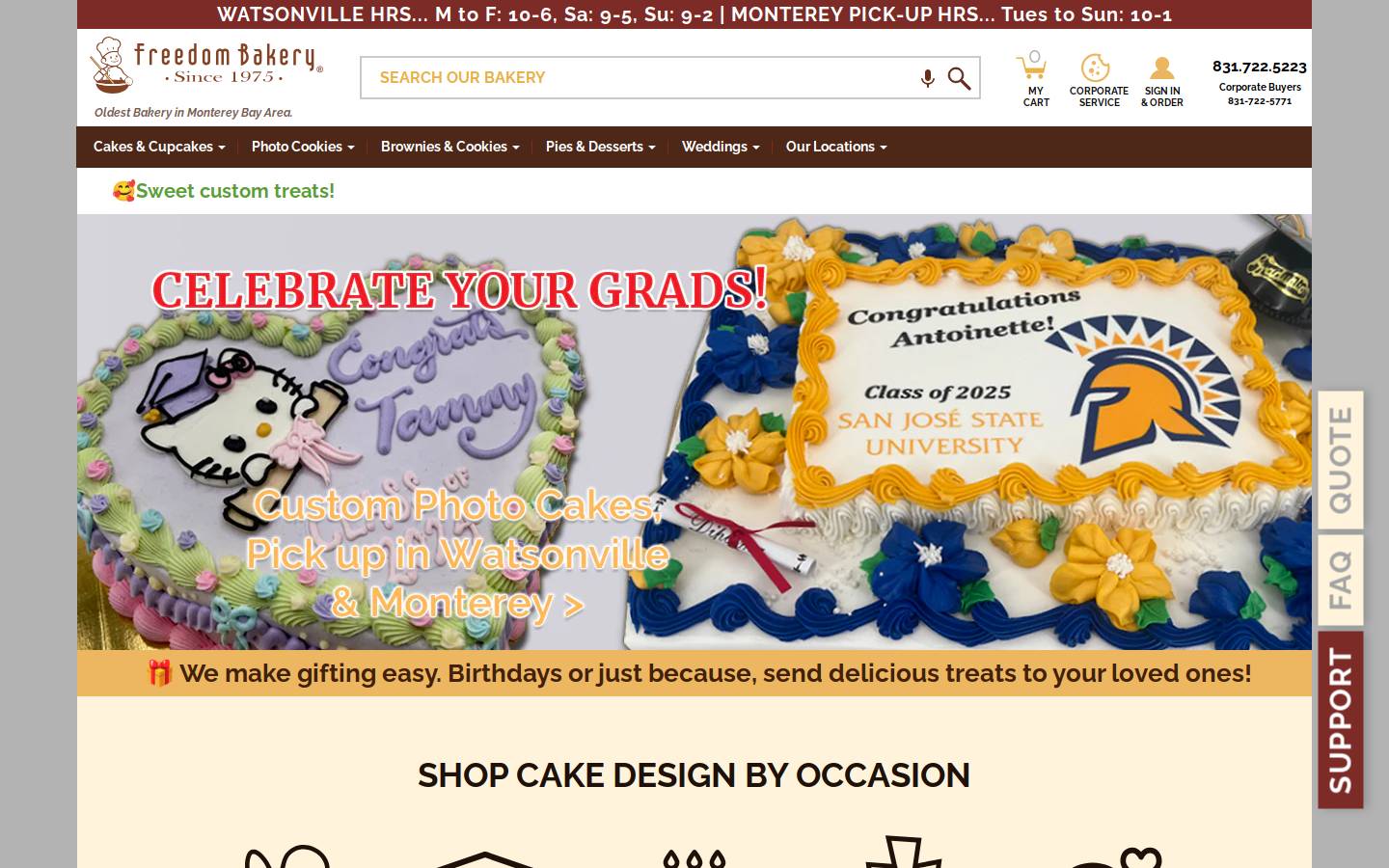 freedombakery.com homepage screenshot