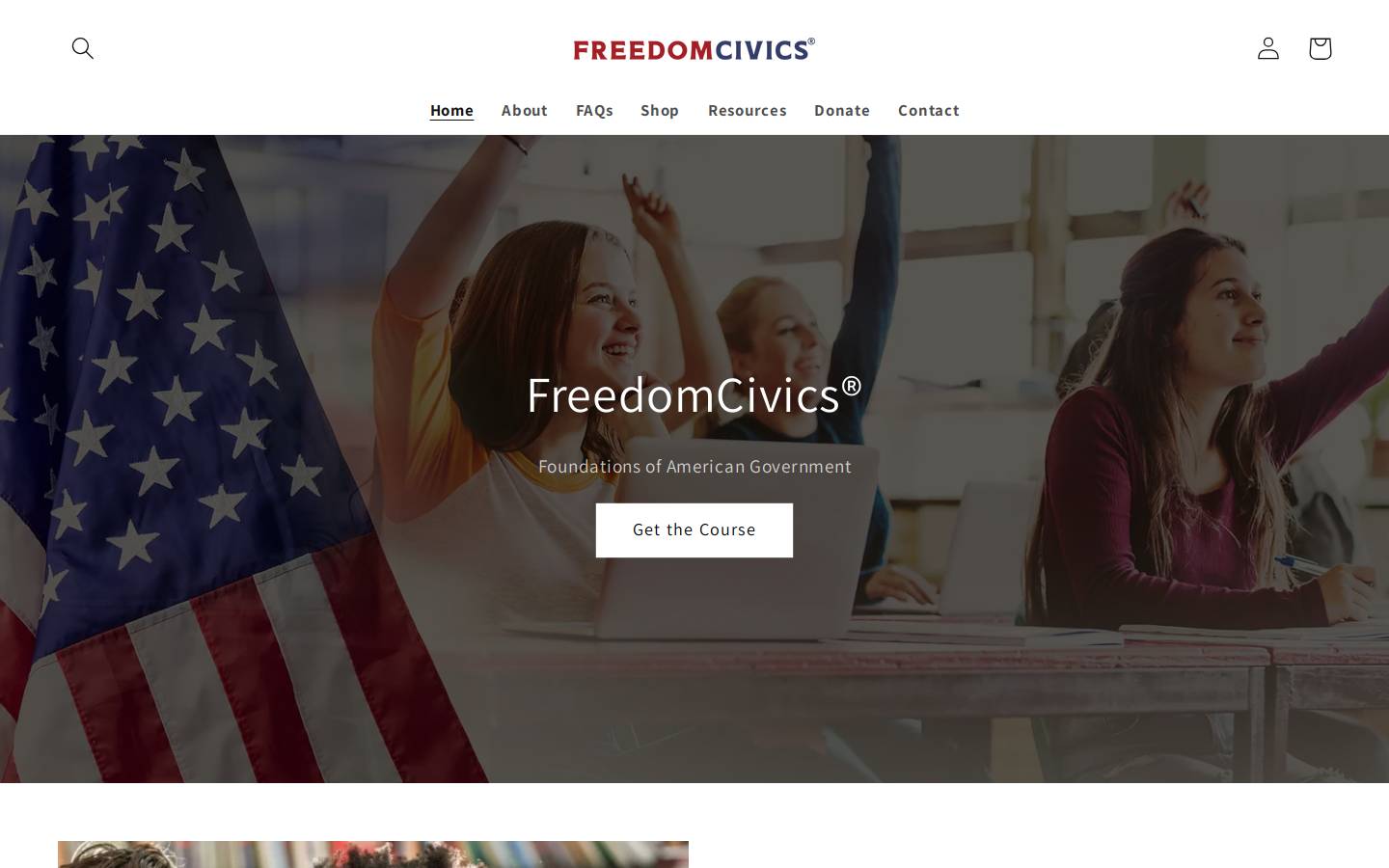 freedomcivics.org homepage screenshot