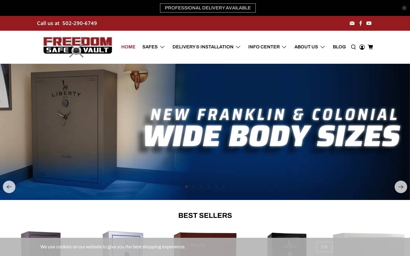 freedomsafeandvault.com homepage screenshot