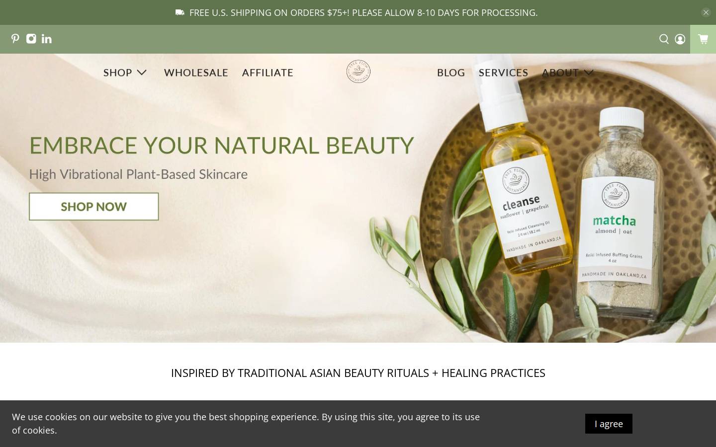 freeflowbotanicals.com homepage screenshot