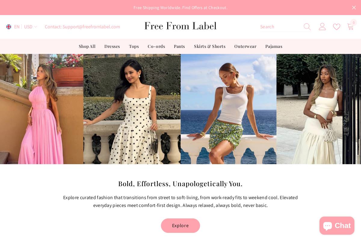 Freefromlabel homepage screenshot