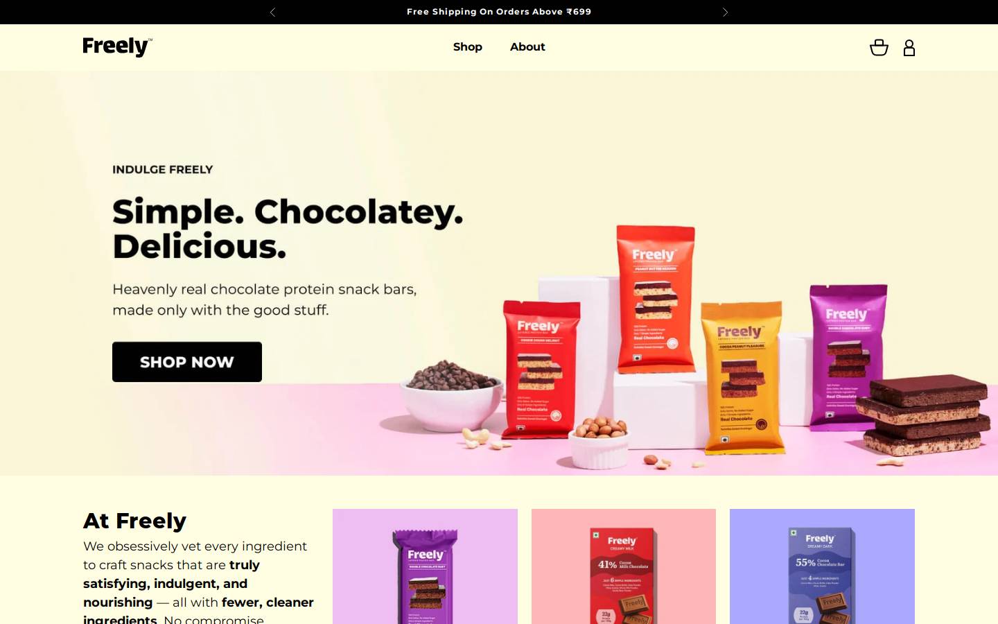 freelysnacks.com homepage screenshot
